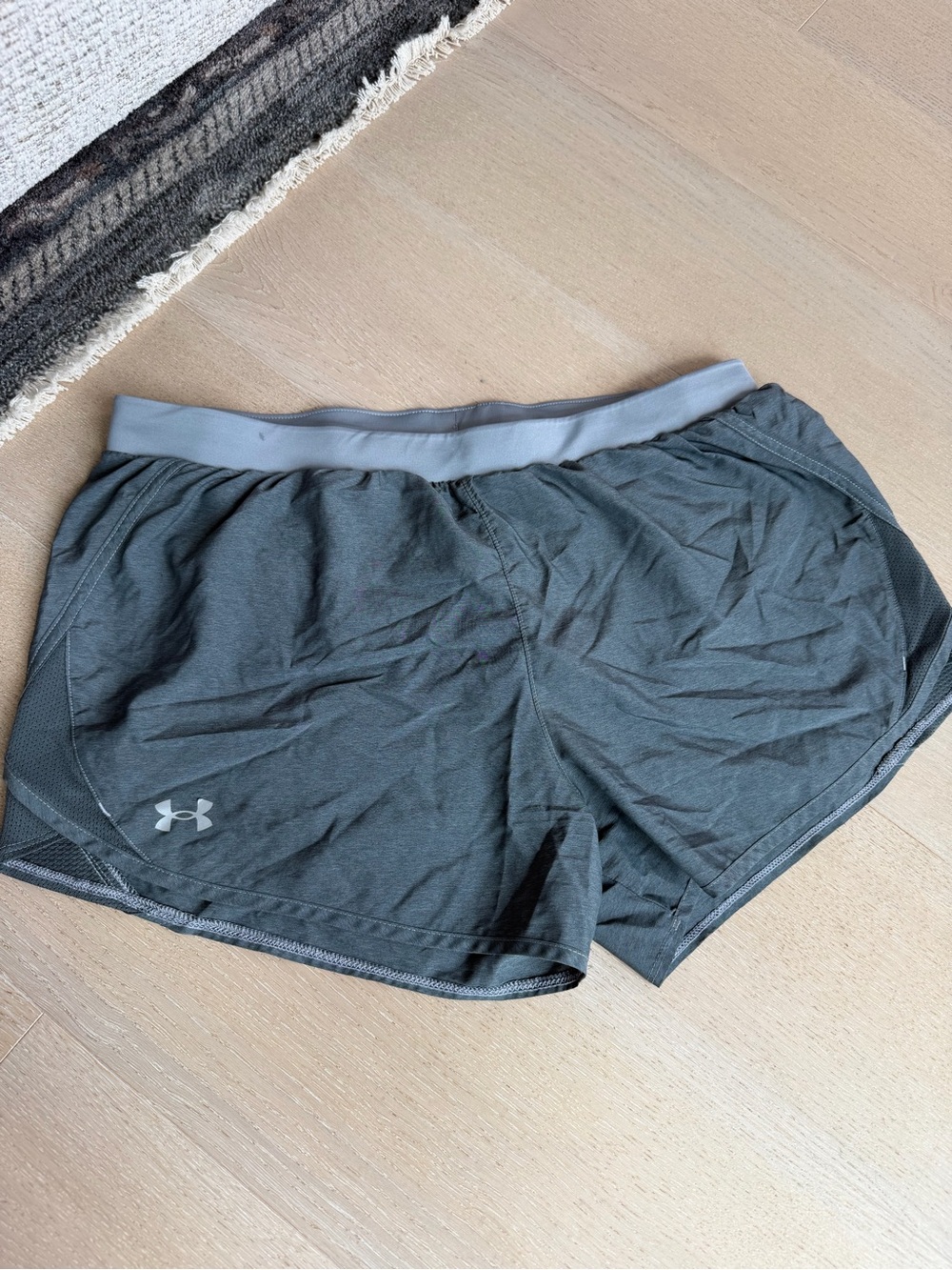 Under Armour Dark Gray Women's Running Shorts with Adjustable Tie Waistband